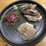 川栄 - ホロホロ鶏の三点盛り。