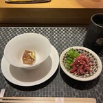 GINZA KOSO - お通し/生肉ユッケ