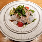 銀座ろくさん亭 - ◆造里   
      B､カルパッチョ
       　タイと白身魚の野菜が交わり 美味しい