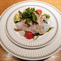 銀座ろくさん亭 - ◆造里   
                    B､カルパッチョ
                     　タイと白身魚の野菜が交わり 美味しい