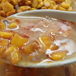 正龍 - 濃厚白鶏麺 パイチーメン 焼きもろこし盛＋例のラー油をトッピング