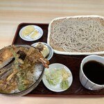 林屋 - ミニ天丼とミニそば(冷)1,050円　そば大盛+150円増し