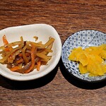 炭膳 茅心 - 炭膳 茅心 ＠茅場町 ランチに付く金平牛蒡と沢庵