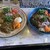 旧水曜カレー - 料理写真:左:三つ巴（3種あいがけ）チキン＆キーマ＆麻婆茄子、右:あいがけ（2種）ポークビンダルー＆麻婆茄子