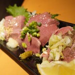 恵比寿 ふじ屋 - 鮮度抜群！肉刺し３種盛り合わせ！おすすめ！