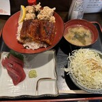 Kaizokusen - うな唐丼、本マグロ刺身