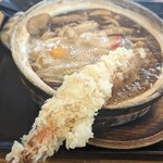 田毎 日置江店 - 大海老天入り味噌煮込みうどん