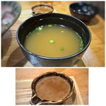 魚喜 - ◆海老でお出しを取ったお味噌汁もいいお味。 ◆胡麻ダレもたっぷり。卓上にお醤油が用意され「山葵」添えなので、山葵醬油でも頂けます。