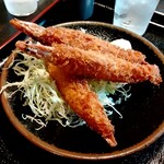Oshokujidokoro Kyouya - 大エビフライ定食♡頭付きの大きな海老フライ♫お味噌汁、小鉢3種が付いてコスパ良し♡