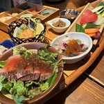 農家うたげ。 - 野菜やローストビーフなどの盛り合わせ