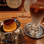 モトマチ喫茶 - アイスカフェオーレとカスタードプリン