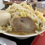 ラーメン もっけだの - 『朝食セット(ラーメンニンニク野菜マシマシ)＋味玉』のラーメンニンニク野菜マシマシ＋味玉