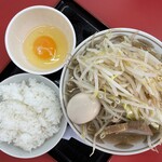 ラーメン もっけだの - 『朝食セット(ラーメンニンニク野菜マシマシ)＋味玉』