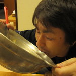 博多水たき元祖 水月 - 最後の一気飲み・・・・