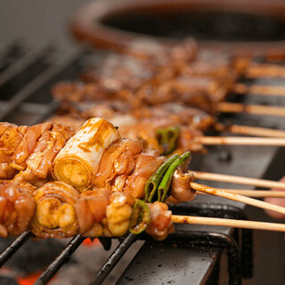 We offer yakitori made from carefully selected male Tajima chickens, skewered and grilled with care.