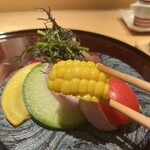 銀座 青天 - 鎌倉野菜のバーニャカウダ