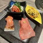 Oumi Ushi Yakiniku Niku Tatsu - お肉の前菜４種