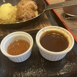 肉すずき - ソース2種　ステーキ(オニオン)、デミグラス