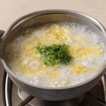 Rice porridge with chicken stock