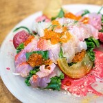Fresh fish carpaccio delivered directly from Toyosu