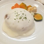 キッチン ブルー グローブ - 反対側から、アリゴ風チーズソース