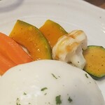 キッチン ブルー グローブ - 備え付け野菜のアップ