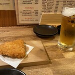 地酒と道産食材 一笑 - 付き出しのアジフライ