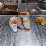 銀座のみこ寿司 - 真鯛、カンパチ、帆立