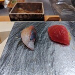 銀座のみこ寿司 - カンパチ、赤身