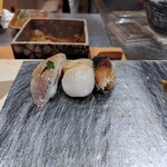 銀座のみこ寿司 - 鯵、帆立、しめ鯖