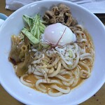 Fujiyoshi - 卵を乗せた状態の冷やし坦々うどん