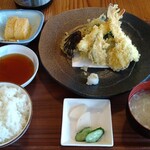 めぐみ家 - 天ぷら定食。見た目は好い感じだが。