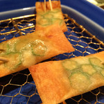 北新地　串かつ凡 - 烏賊とオクラ♪