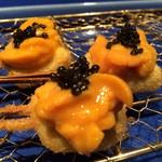 北新地　串かつ凡 - 子持ち昆布に雲丹キャビア