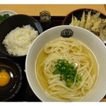 うどん大学 - ごぼう天うどん＋TKG