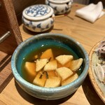 大和石橋 - 長芋のわさび醤油漬け　食べかけすみません。