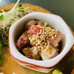 やきとり 嶋家 - 合盛りはタレとからめて。