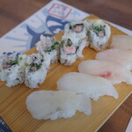 お魚倶楽部 はま - 地魚五貫にぎり＋ネギトロ巻きセット