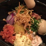 Potato salad with boiled mentaiko egg