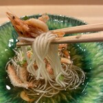 銀座 海味 - 葛粉の素麺　桜エビ