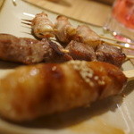 串鳥 - 肉巻きおにぎり、豚タン、新生姜豚巻き