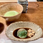 ななしの庵 - 若水の信玄餅とお抹茶