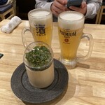 鮨・酒・肴 杉玉 - ビールと杉玉ポテトサラダ