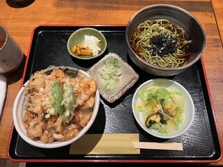 Senriki - 茶そばセット(かきあげ丼しお)