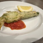 Fried zucchini flowers stuffed with ricotta and anchovies