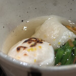 すし宮川 - お雑煮、芹、唐墨餅、河豚白子