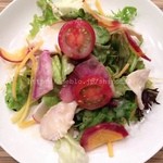 ヒラタパスタ - 10種類の野菜とゆで鶏の彩りサラダ