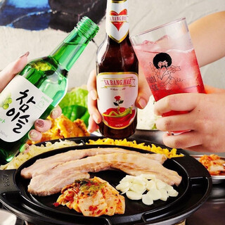 Toast the classic samgyeopsal with chamisul♪