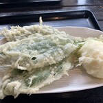 かばと製麺所 - 行者にんにく天と半熟卵天