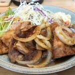 Shokudou Iori - 豚の生姜焼き定食のメイン　毎度絵面が悪い、美味しそうな画像にならない、激ウマなんだが…